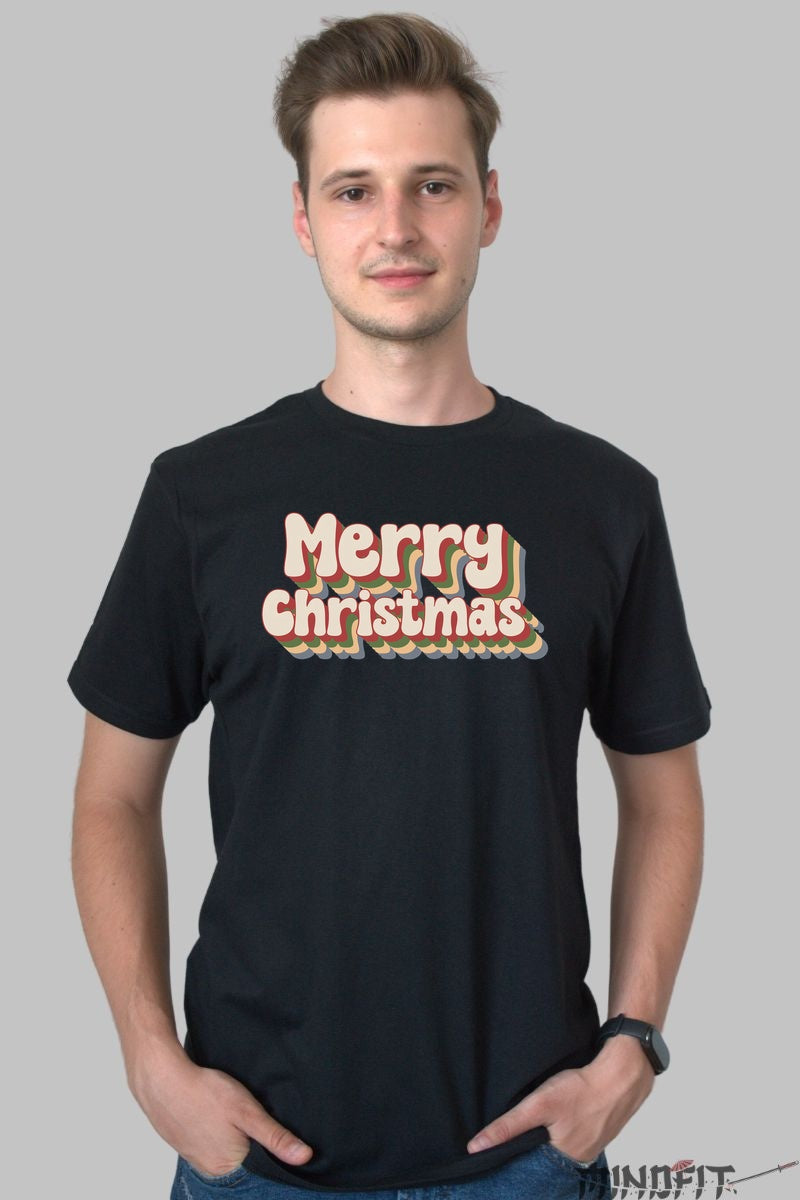 Tricou De Craciun - Merry Christmas Retro Vibes barbat negru