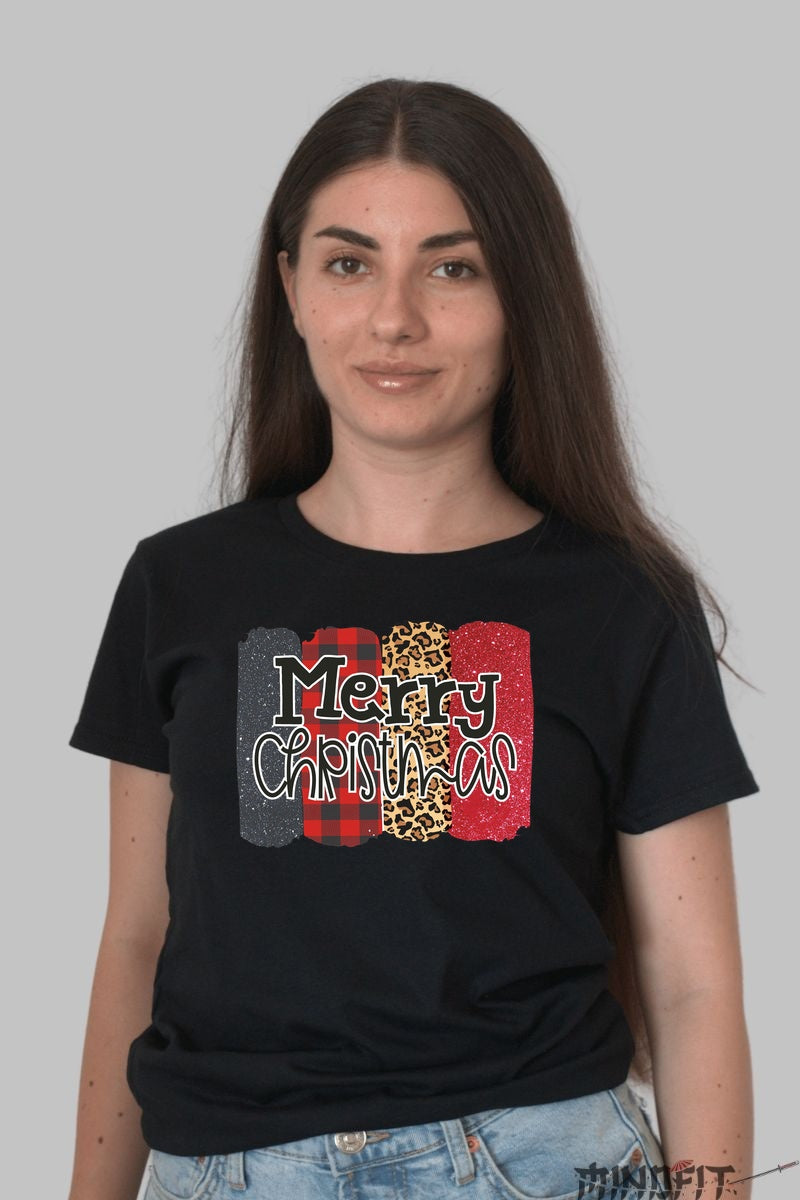 Tricou De Craciun - Merry Christmas Wild Style dama negru