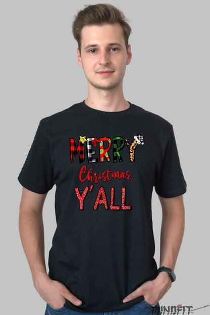Tricou De Craciun - Merry Christmas Y'all barbat negru