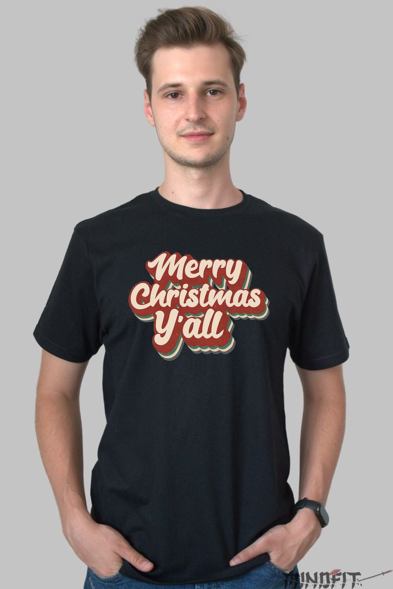 Tricou De Craciun - Merry Christmas Y'all barbat negru