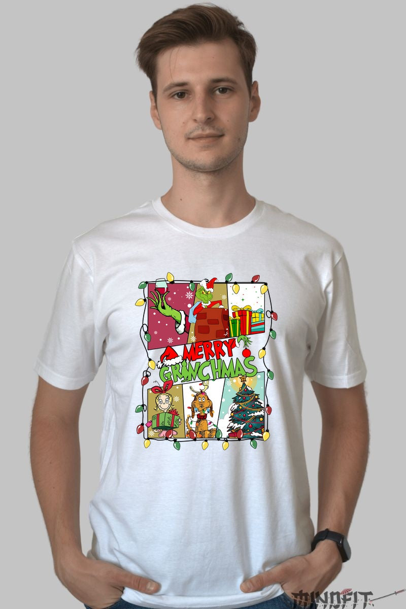 Tricou De Craciun - Merry Grinchmas barbat alb