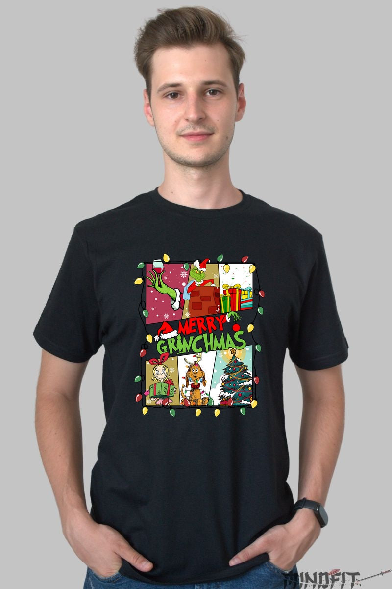 Tricou De Craciun - Merry Grinchmas barbat negru