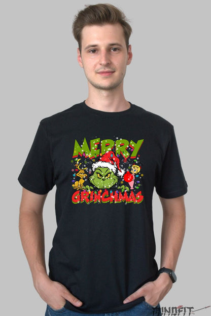 Tricou De Craciun - Merry Grinchmas barbat negru