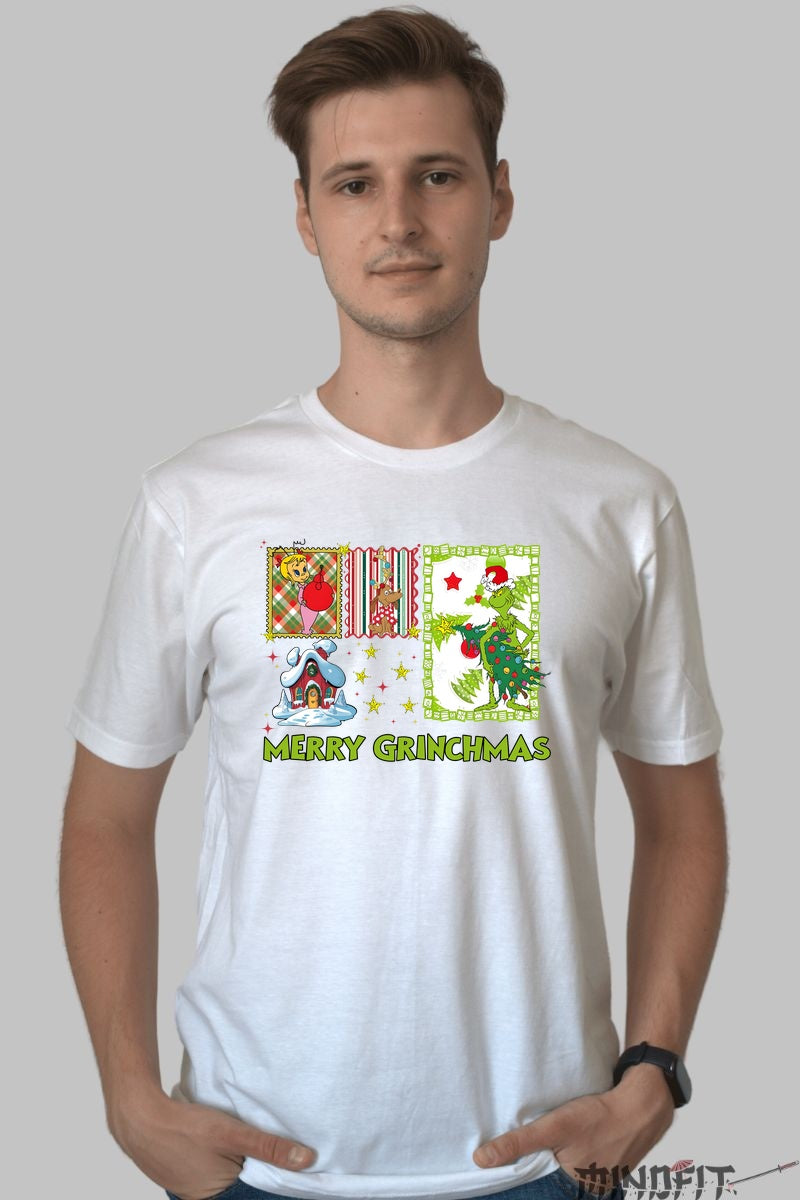 Tricou De Craciun - Merry Grinchmas barbat alb