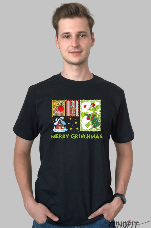 Tricou De Craciun - Merry Grinchmas barbat negru