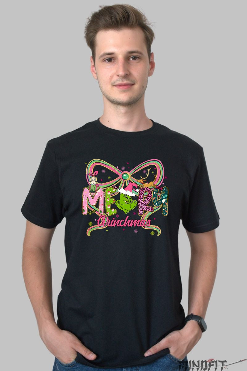 Tricou De Craciun - Merry Grinchmas barbat negru