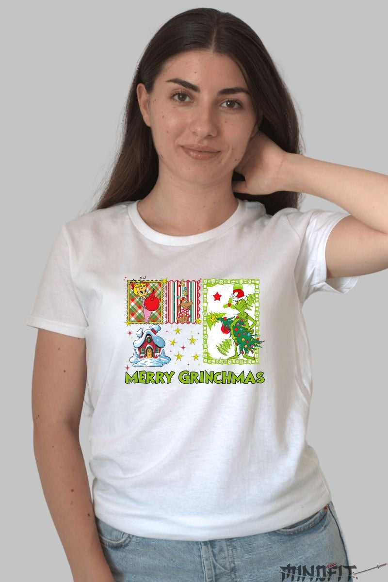Tricou De Craciun - Merry Grinchmas dama alb