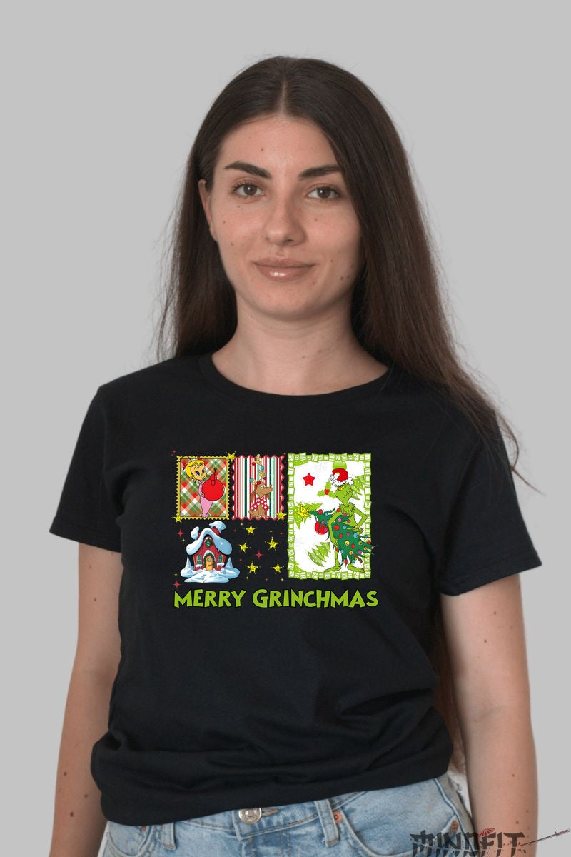 Tricou De Craciun - Merry Grinchmas dama negru