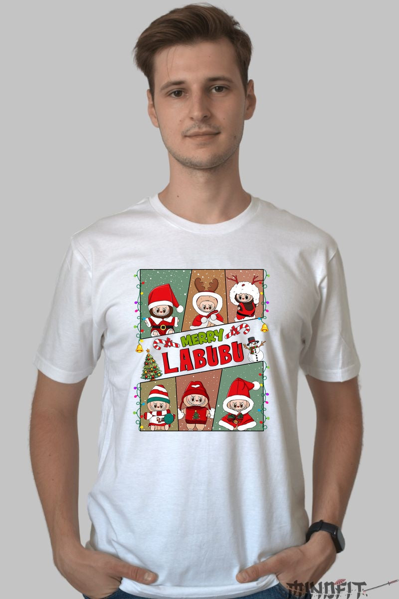 Tricou De Craciun - Merry Labubu barbat alb