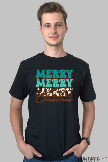 Tricou De Craciun - Merry Merry Merry Christmas barbat negru
