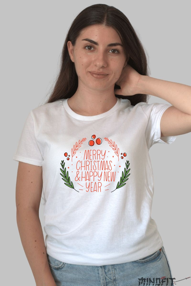 Tricou De Craciun - Mesaj Festiv De Sarbatoare dama alb