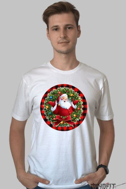 Tricou De Craciun - Mos Craciun Printre Ghirlande barbat alb