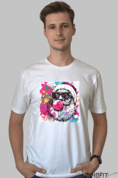 Tricou De Craciun - Mos Craciun Street Art barbat alb