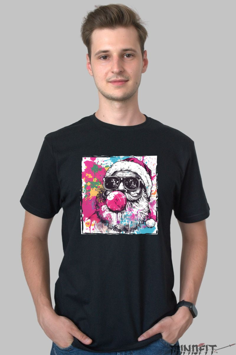 Tricou De Craciun - Mos Craciun Street Art barbat negru