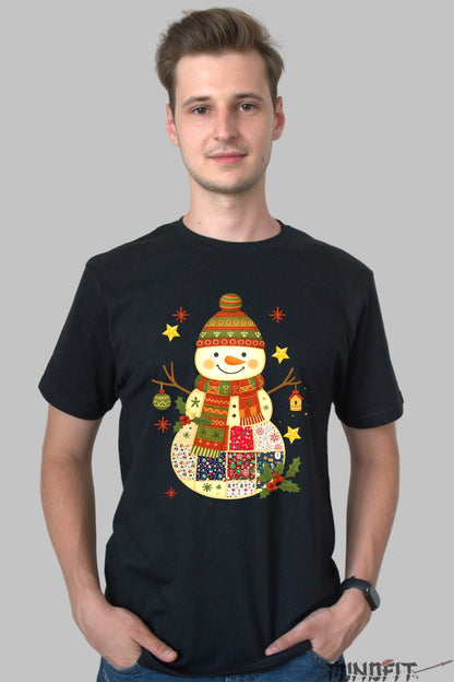 Tricou De Craciun - Omul De Zapada Patchwork barbat negru
