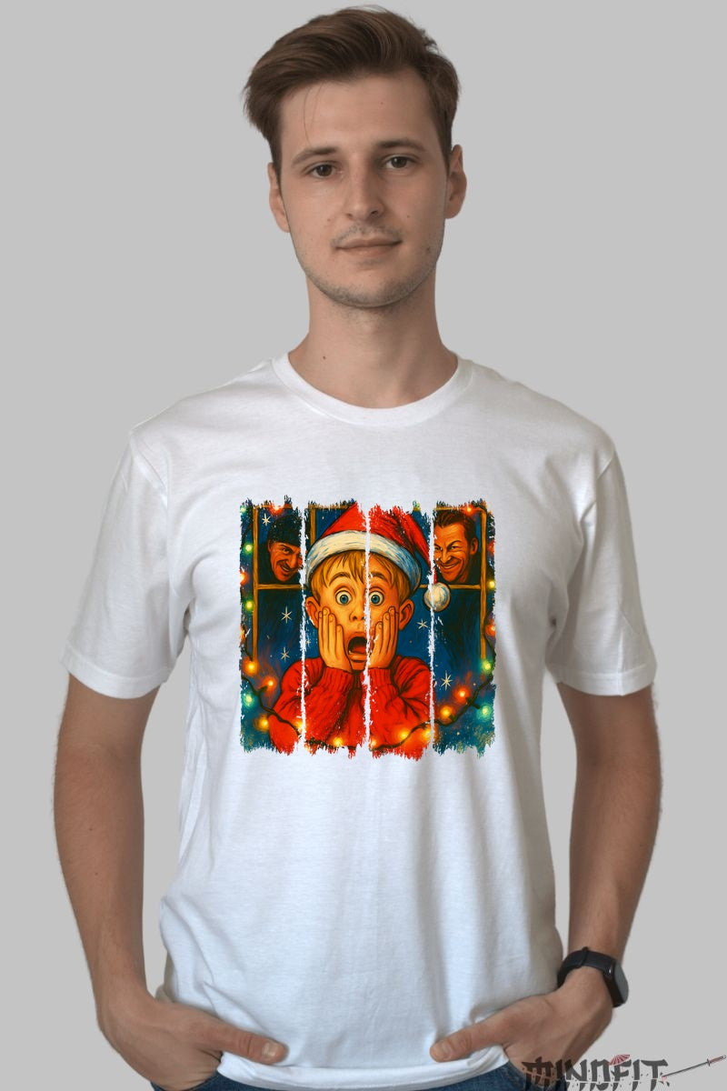 Tricou De Craciun - Panic Si Hoti De Sarbatori barbat alb
