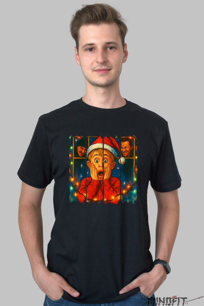 Tricou De Craciun - Panic Si Hoti De Sarbatori barbat negru