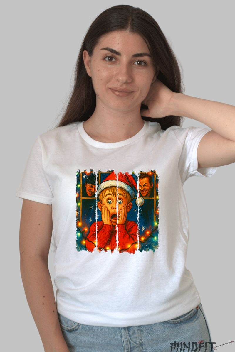 Tricou De Craciun - Panic Si Hoti De Sarbatori dama alb