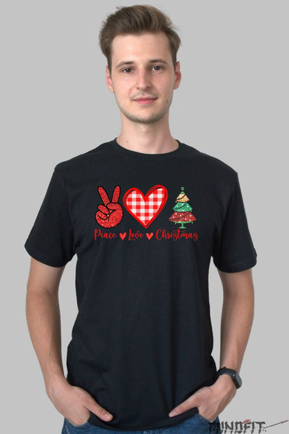 Tricou De Craciun - Peace Love Christmas barbat negru