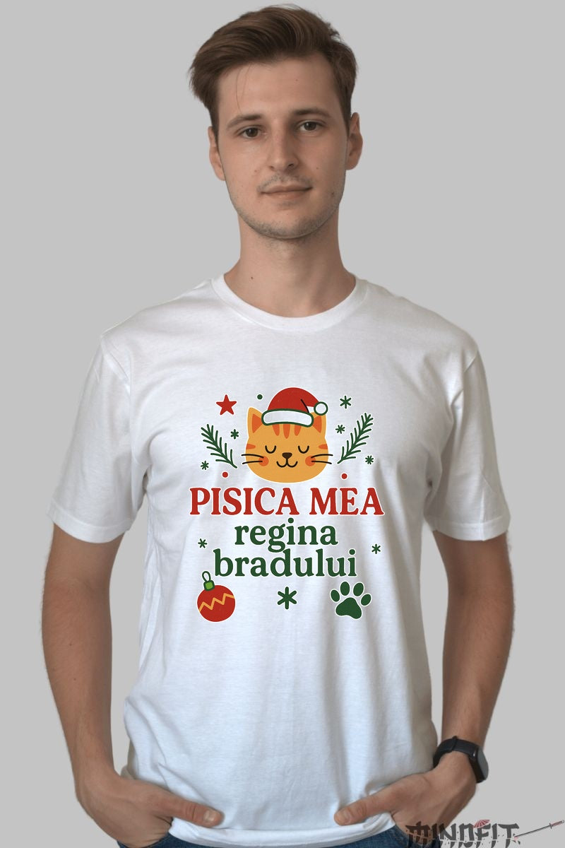Tricou De Craciun - Pisica Mea Regina Bradului dama negu