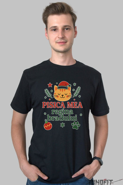 Tricou De Craciun - Pisica Mea Regina Bradului dama alb