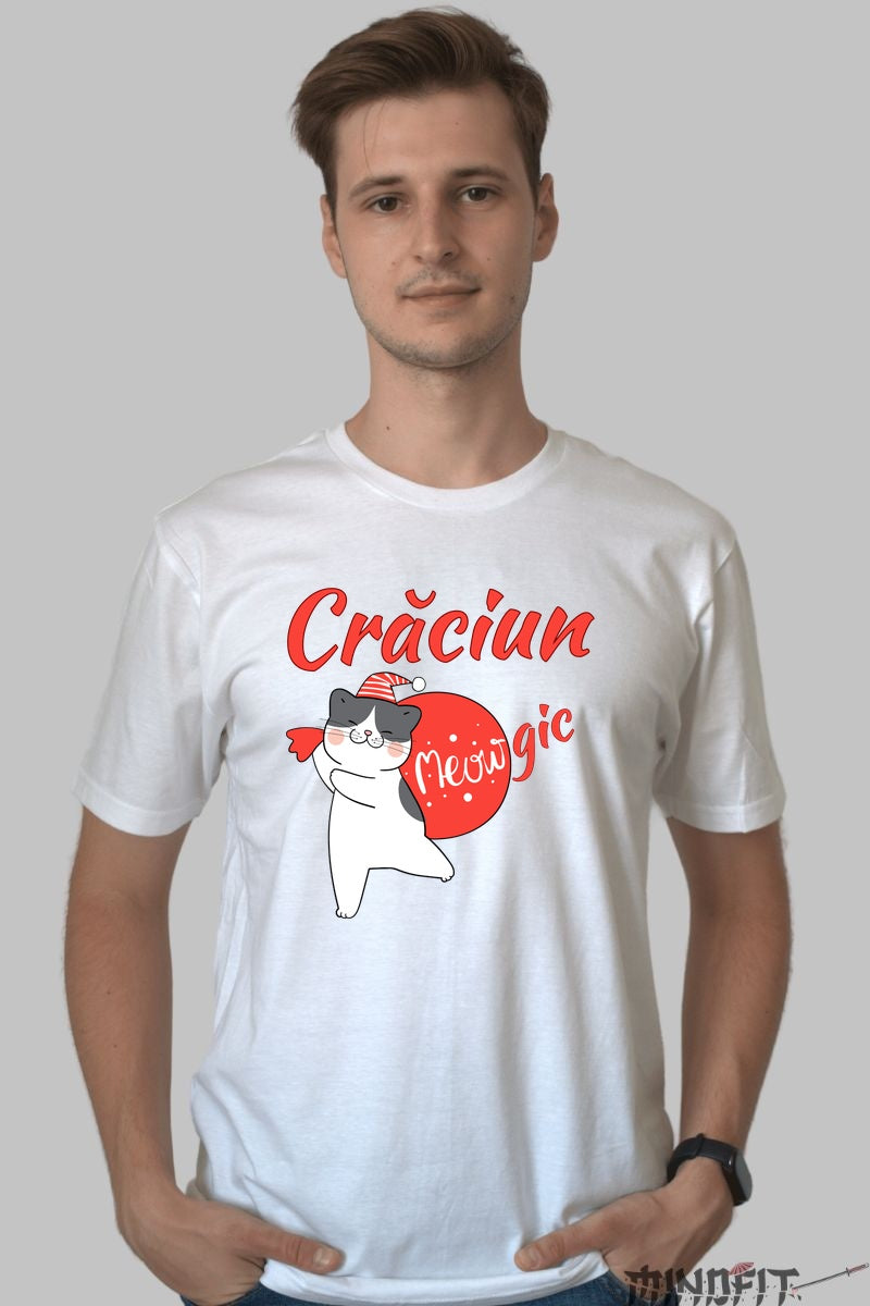 Tricou De Craciun - Pisica Meowgica barbat alb