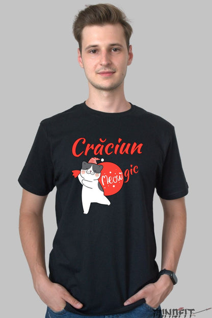 Tricou De Craciun - Pisica Meowgica barbat negru