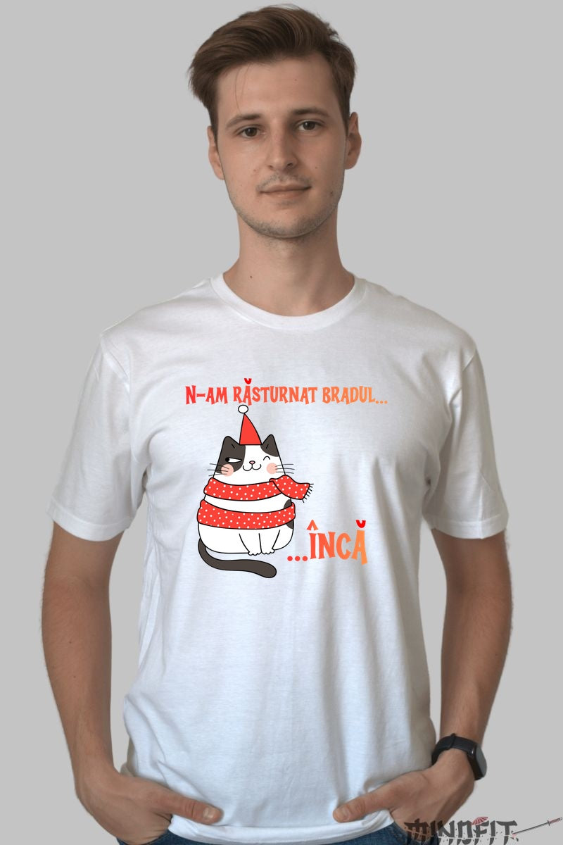 Tricou De Craciun - Pisica Poznasa Si Bradul barbat alb
