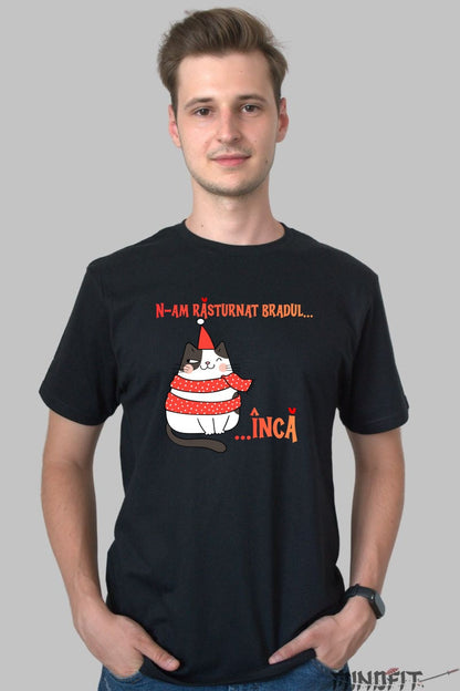 Tricou De Craciun - Pisica Poznasa Si Bradul barbat negru