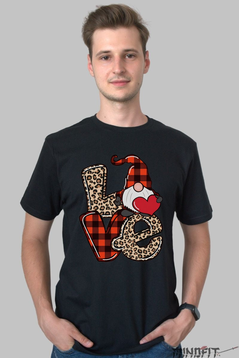 Tricou De Craciun - Pitic Cu Inima Rosie barbat negru