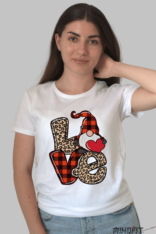 Tricou De Craciun - Pitic Cu Inima Rosie dama alb