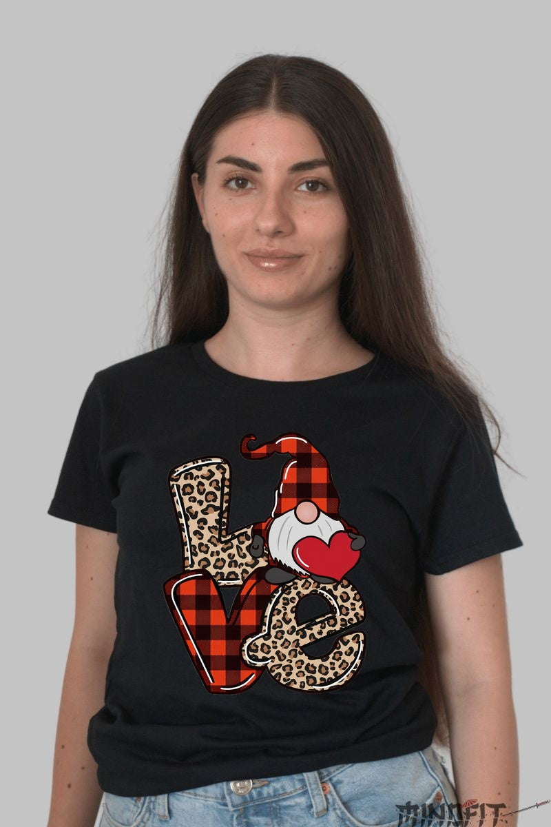 Tricou De Craciun - Pitic Cu Inima Rosie dama negru