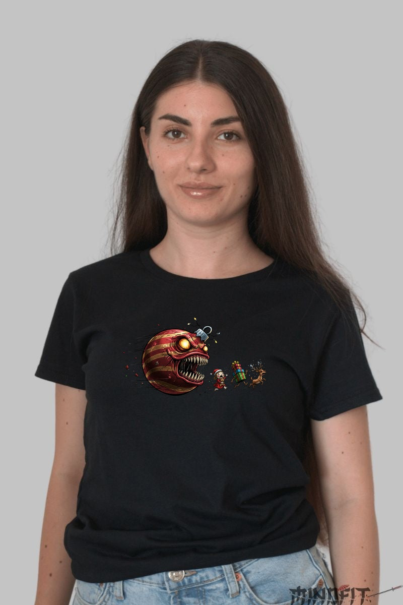 Tricou De Craciun - Planeta Monstru Si Sania Ingrozitilor dama negru