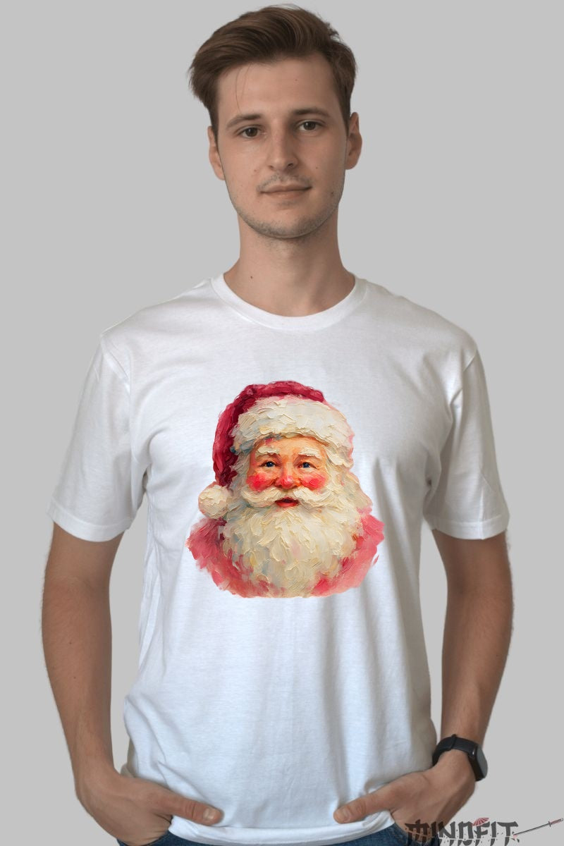 Tricou De Craciun - Portret Mos Craciun Vintage barbat alb