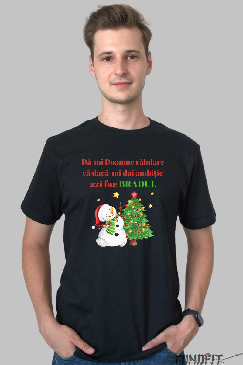 Tricou De Craciun - Rabdare Si Brad barbat negru