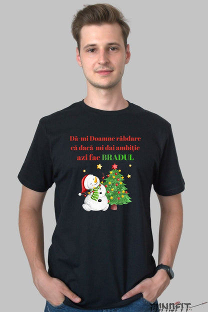Tricou De Craciun - Rabdare Si Brad barbat negru