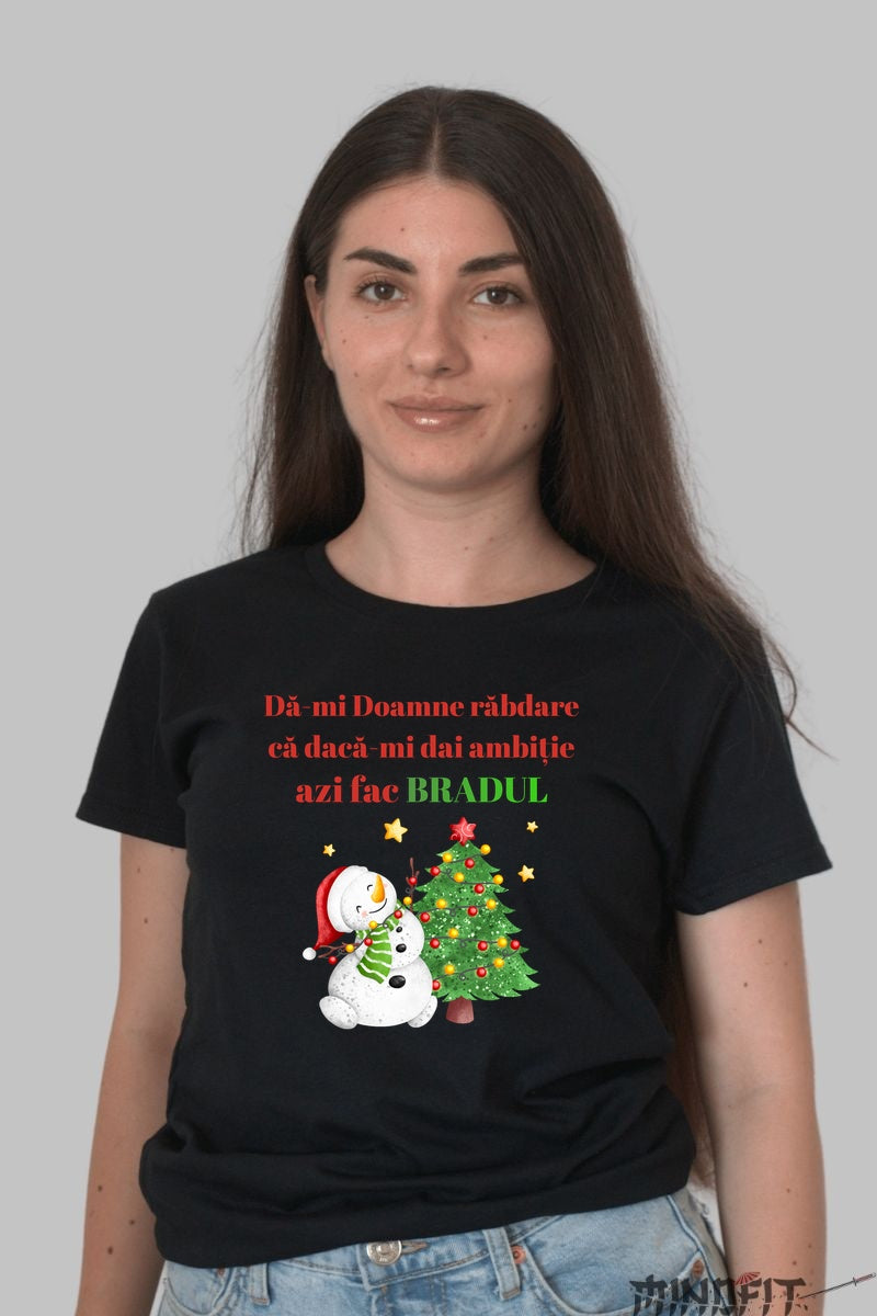 Tricou De Craciun - Rabdare Si Brad dama negru
