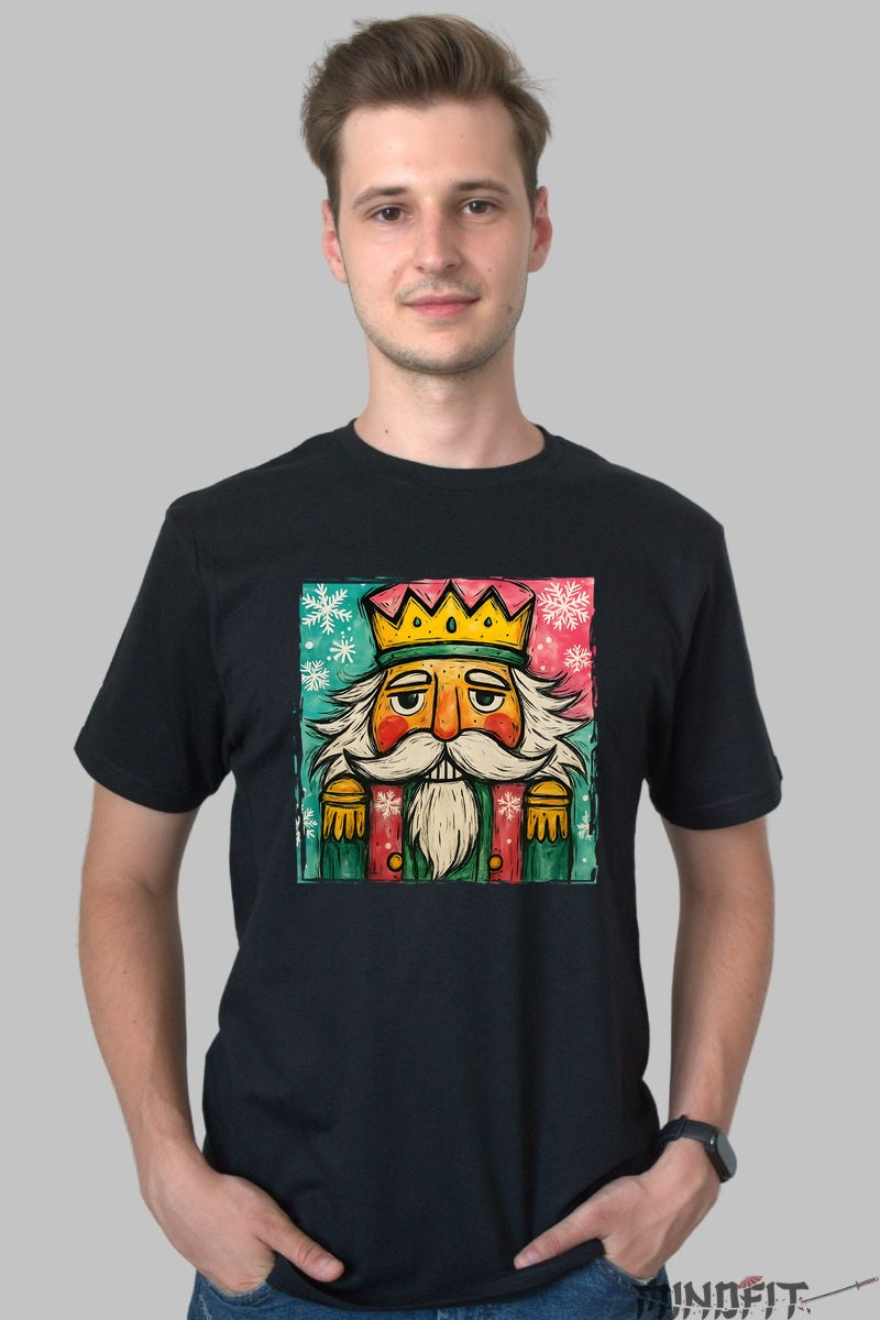 Tricou De Craciun - Regele Spalier Festiv barbat negru