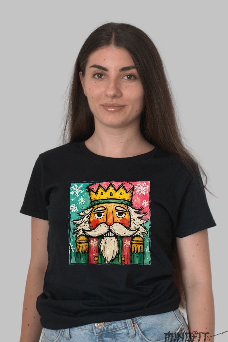 Tricou De Craciun - Regele Spalier Festiv dama negru
