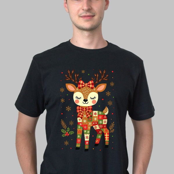 Tricou De Craciun - Ren Cu Fundita Rosie