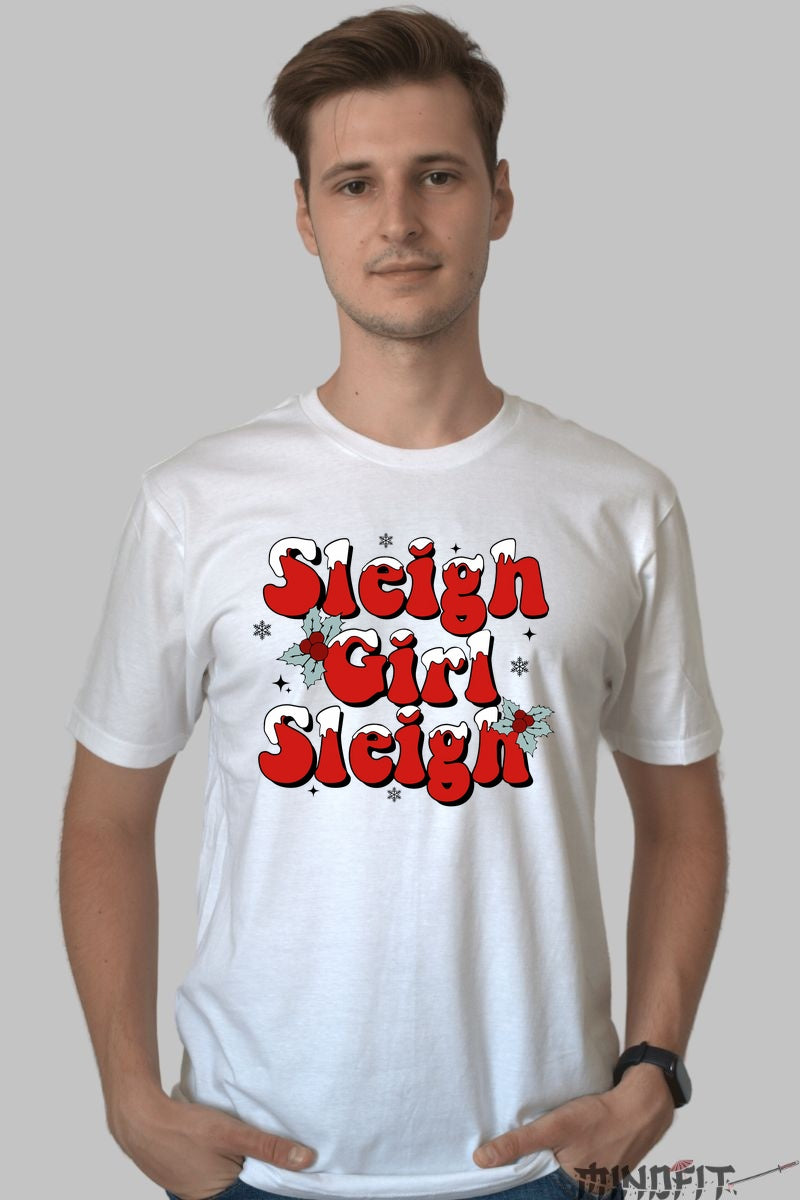 Tricou De Craciun - Sleigh Girl Sleigh barbat alb