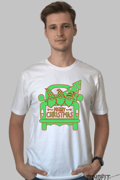 Tricou De Craciun - Spiridusi In Masina Cu Brad barbat alb