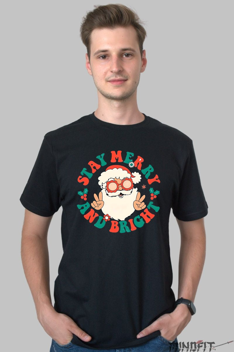 Tricou De Craciun - Stay Merry And Bright barbat negru