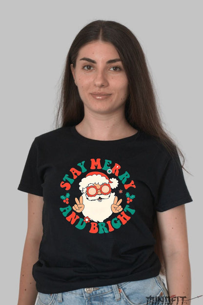 Tricou De Craciun - Stay Merry And Bright dama negru