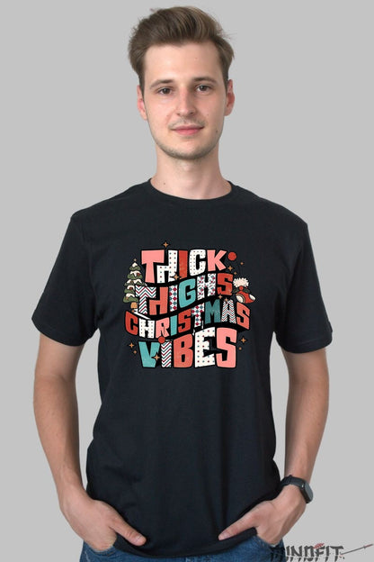 Tricou De Craciun - Thick Thighs Christmas Vibes barbat negru