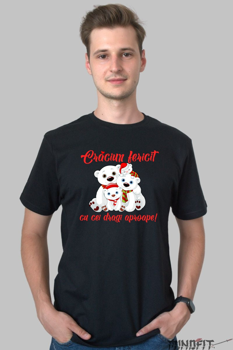 Tricou De Craciun - Ursuleti In Familie barbat negru