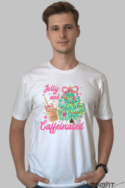 Tricou De Craciun - Vesel Si Cofeinizat barbat alb