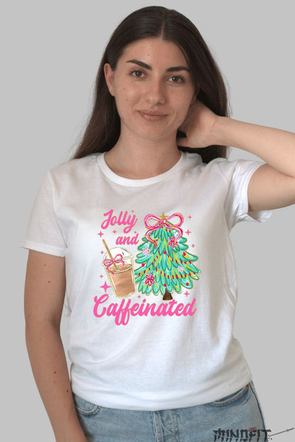 Tricou De Craciun - Vesel Si Cofeinizat dama alb