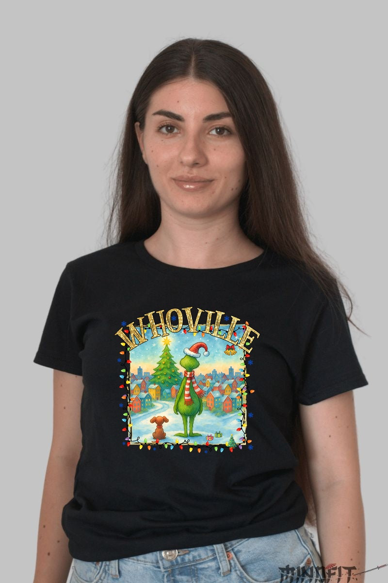 Tricou De Craciun - Whoville In Sarbatoare dama negru