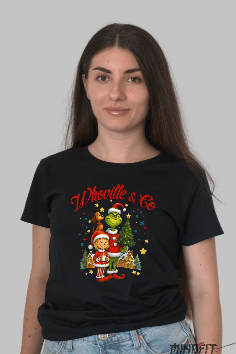 Tricou De Craciun - Whoville Si Grinch dama negru